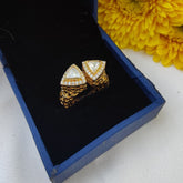 Royal Gold Dual Polki Stone Statement Ring in 925 Sterling Silver